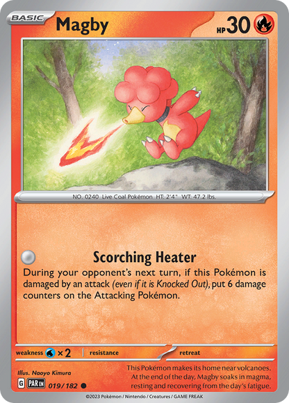 Magby 019/182 Paradox Rift Pokemon Reverse Holo Common NM