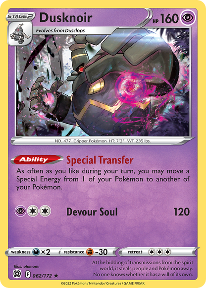 Dusknoir 062/172 Brilliant Stars Pokemon Reverse Holo