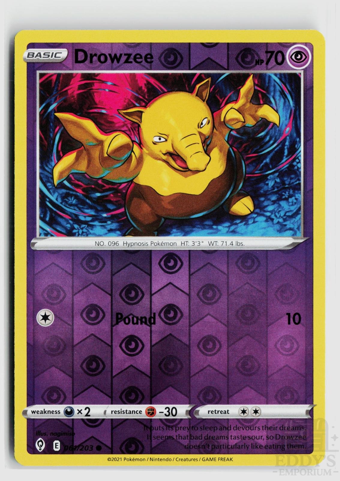 Drowzee 061/203 Evolving Skies Pokemon Reverse Holo Common NM