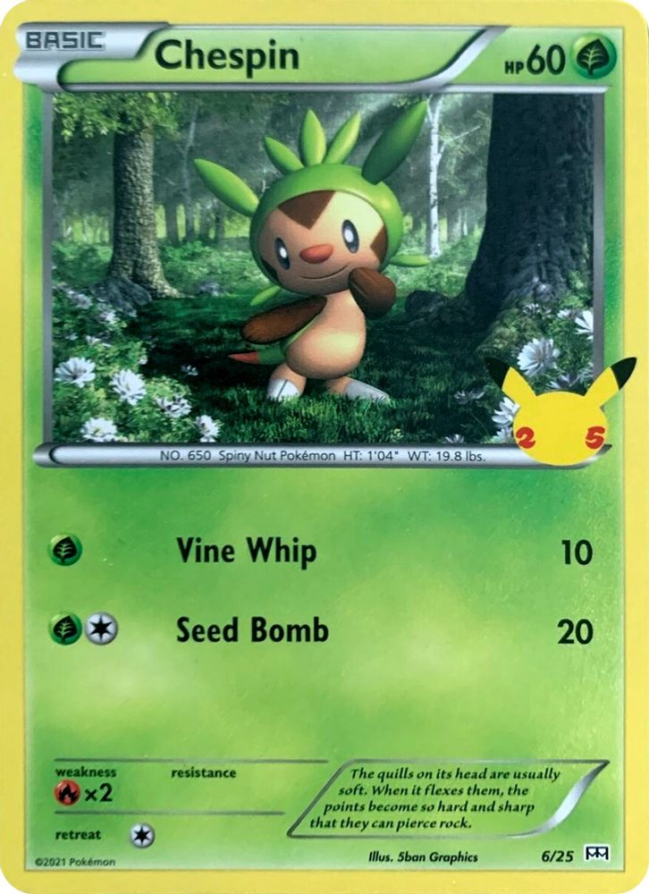 Chespin 006/025 McDonald's 25th Anniversary Promos Pokemon Holo Promo