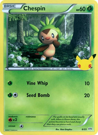 Chespin 006/025 McDonald's 25th Anniversary Promos Pokemon Holo Promo