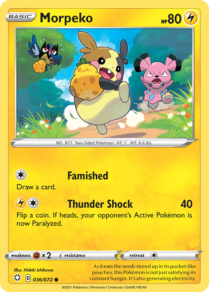 Morpeko 036/072 Shining Fates Pokemon Reverse Holo Common NM