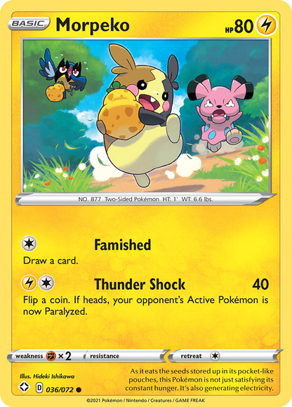 Morpeko 036/072 Shining Fates Pokemon Reverse Holo Common NM