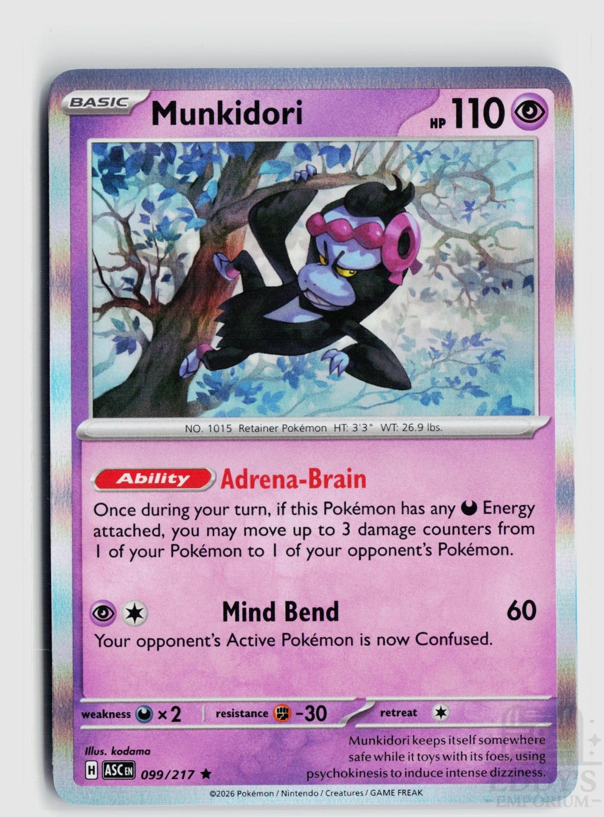 Munkidori 099/217 Ascended Heroes Pokemon Holo Rare NM