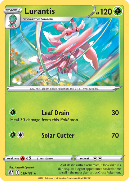 Lurantis 015/163 Battle Styles Pokemon Reverse Holo Rare NM