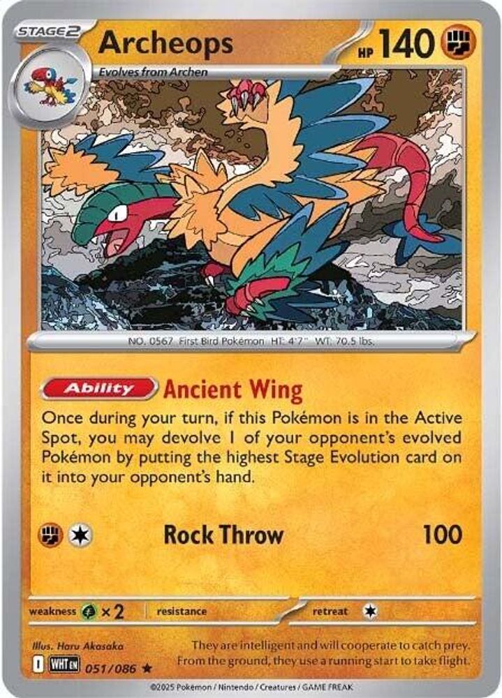 Archeops 051/086 White Flare Pokemon Holo