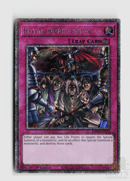 Royal Oppression (Platinum Secret Rare) RA04-EN120 Quarter Century Stampede Yu-Gi-Oh 1st Edition NM