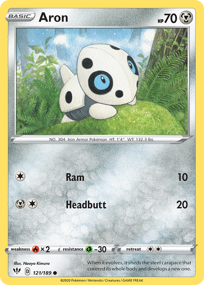 Aron 121/189 Darkness Ablaze Pokemon Reverse Holo Common NM