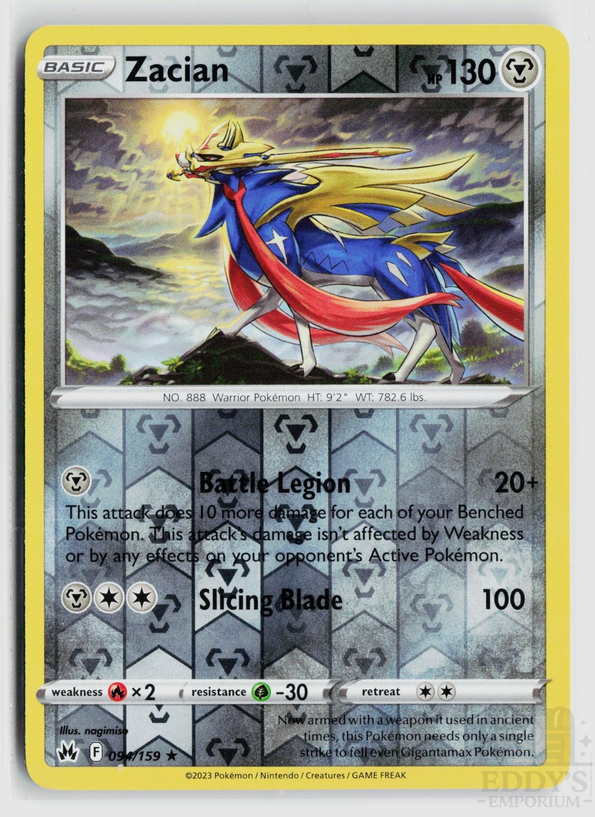 Zacian 094/159 Crown Zenith Pokemon Reverse Holo Rare NM