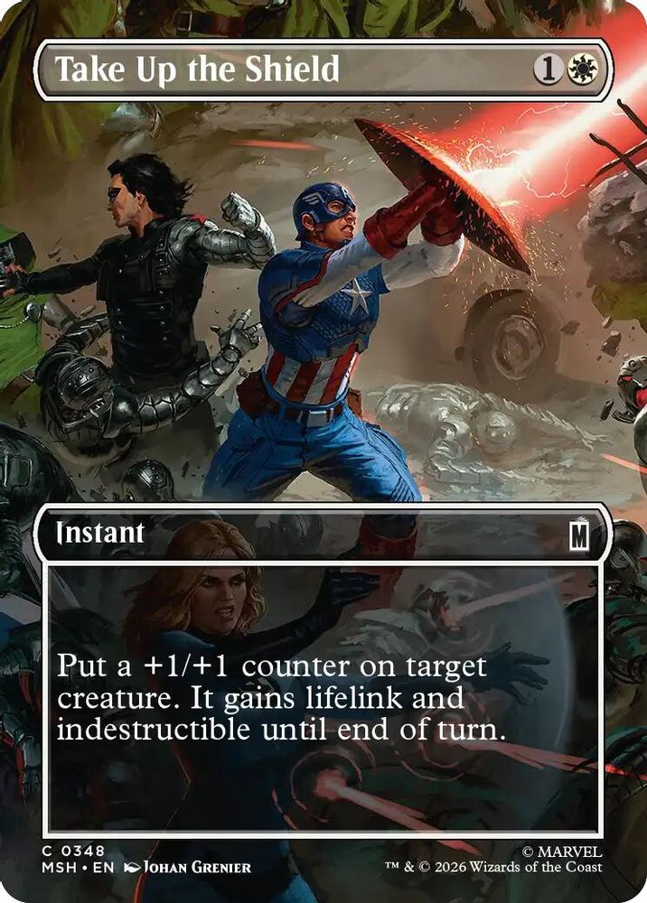 Take Up the Shield (Borderless) 348 Marvel Super Heroes Magic: The Gathering Foil