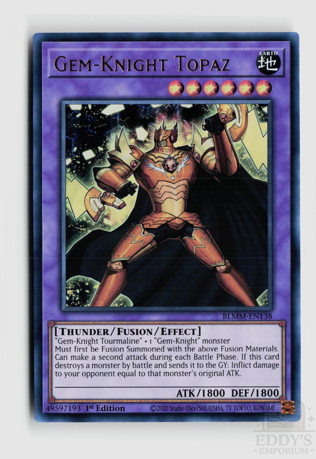 Gem-Knight Topaz BLMM-EN138 Battles of Legend: Monster Mayhem Yu-Gi-Oh 1st Edition NM
