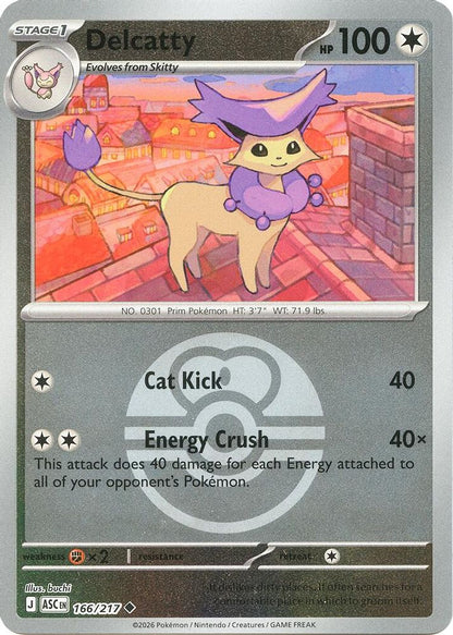 Delcatty (Love Ball) 166/217 Ascended Heroes Pokemon Reverse Holo Uncommon NM