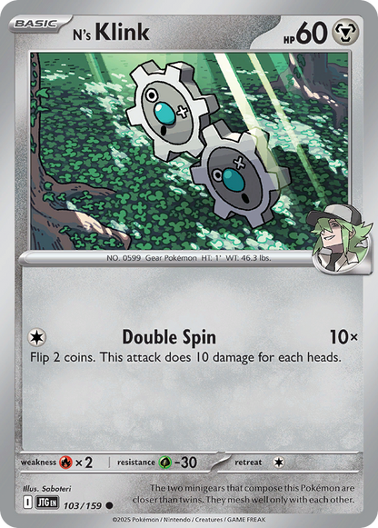 N's Klink 103/159 Journey Together Pokemon Reverse Holo