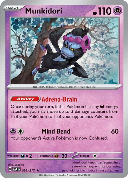 Munkidori 099/217 Ascended Heroes Pokemon Holo Rare NM