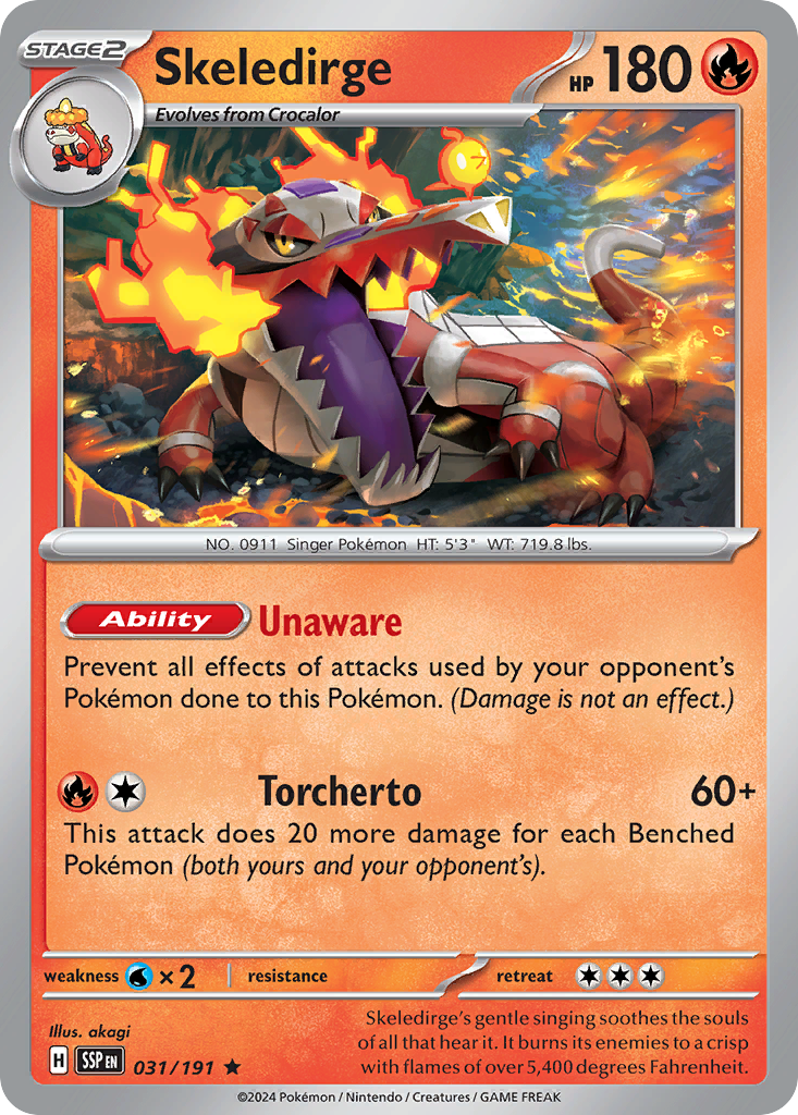 Skeledirge 031/191 Surging Sparks Pokemon Holo