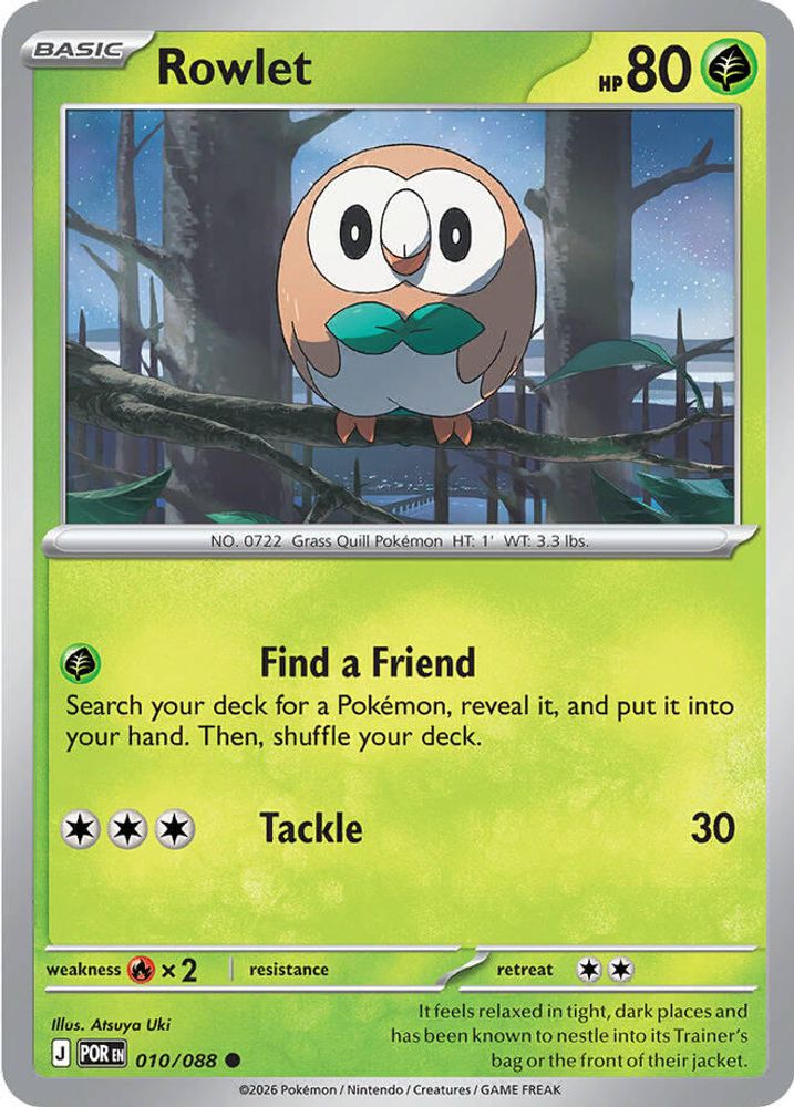 Rowlet 010/088 Perfect Order Pokemon Reverse Holo Common NM