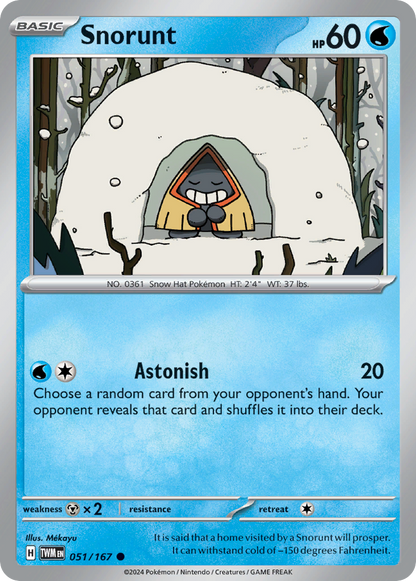 Snorunt 051/167 Twilight Masquerade Pokemon Reverse Holo Common NM