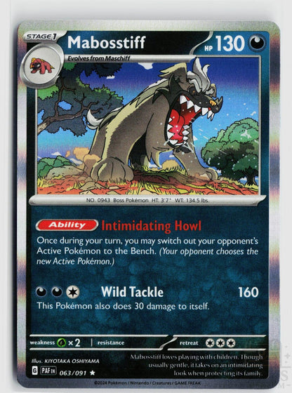 Mabosstiff 063/091 Paldean Fates Pokemon Holo Rare NM