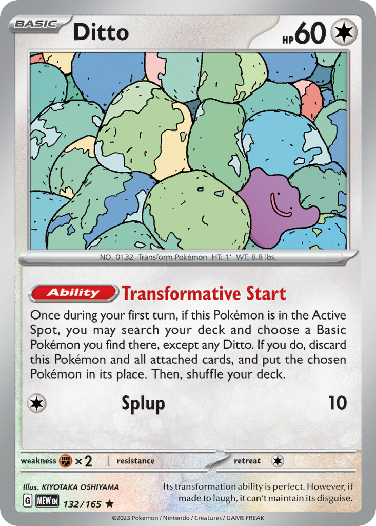 Ditto 132/165 151 Pokemon Holo Rare NM