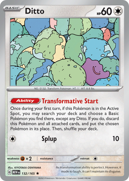 Ditto 132/165 151 Pokemon Holo Rare NM