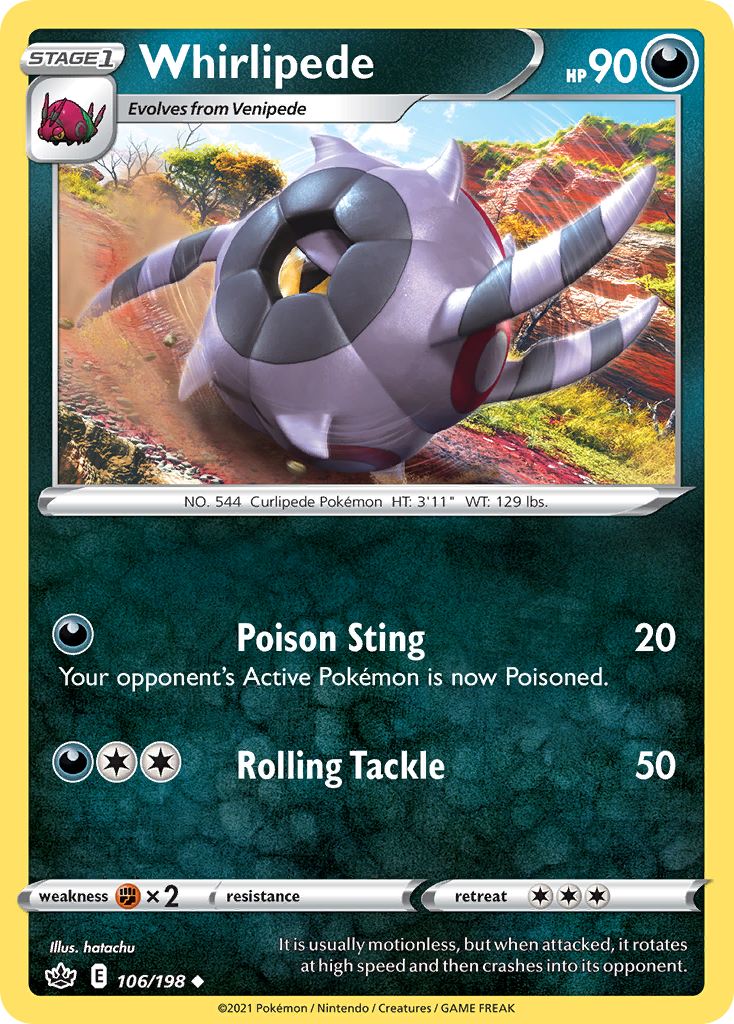 Whirlipede 106/198 Chilling Reign Pokemon Reverse Holo
