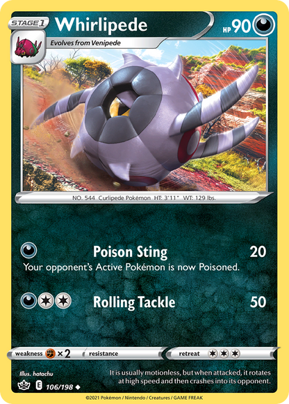 Whirlipede 106/198 Chilling Reign Pokemon Reverse Holo