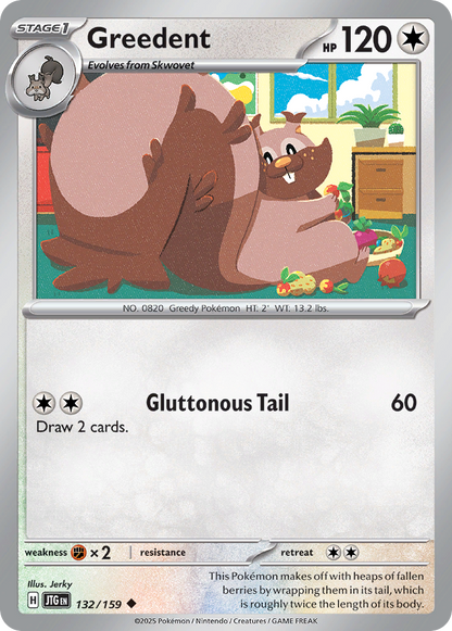 Greedent 132/159 Journey Together Pokemon Reverse Holo Uncommon NM