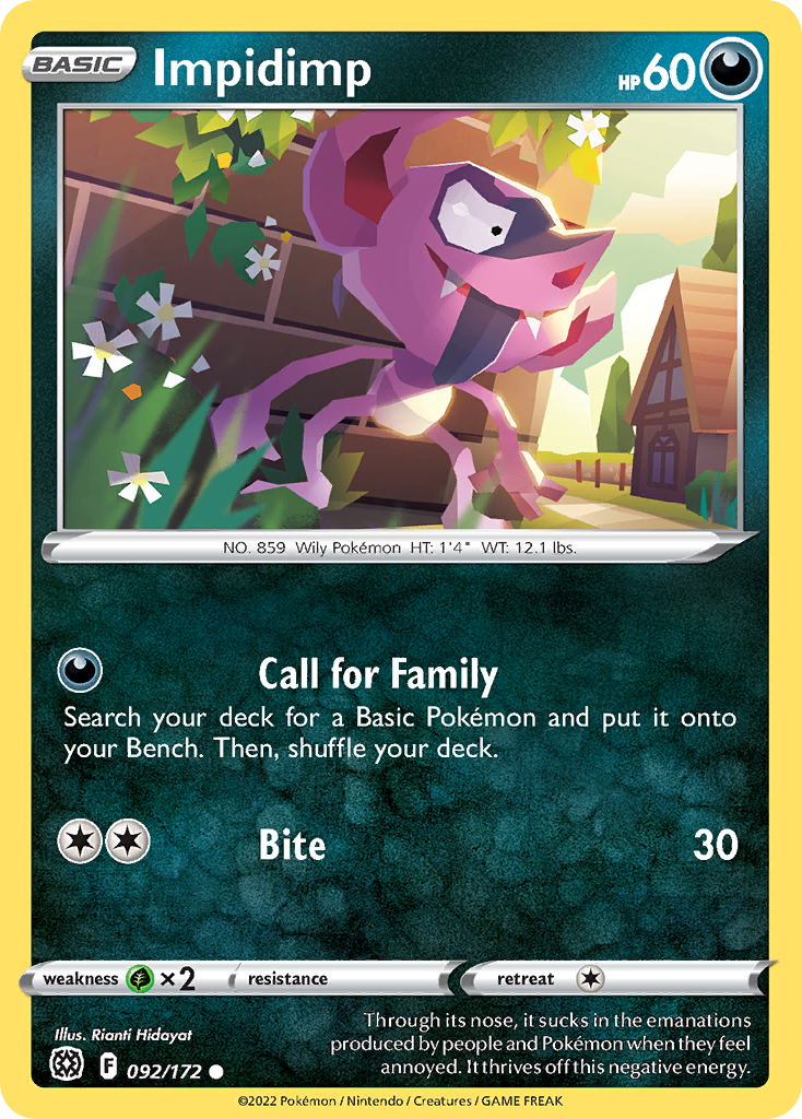 Impidimp 092/172 Brilliant Stars Pokemon Reverse Holo Common NM