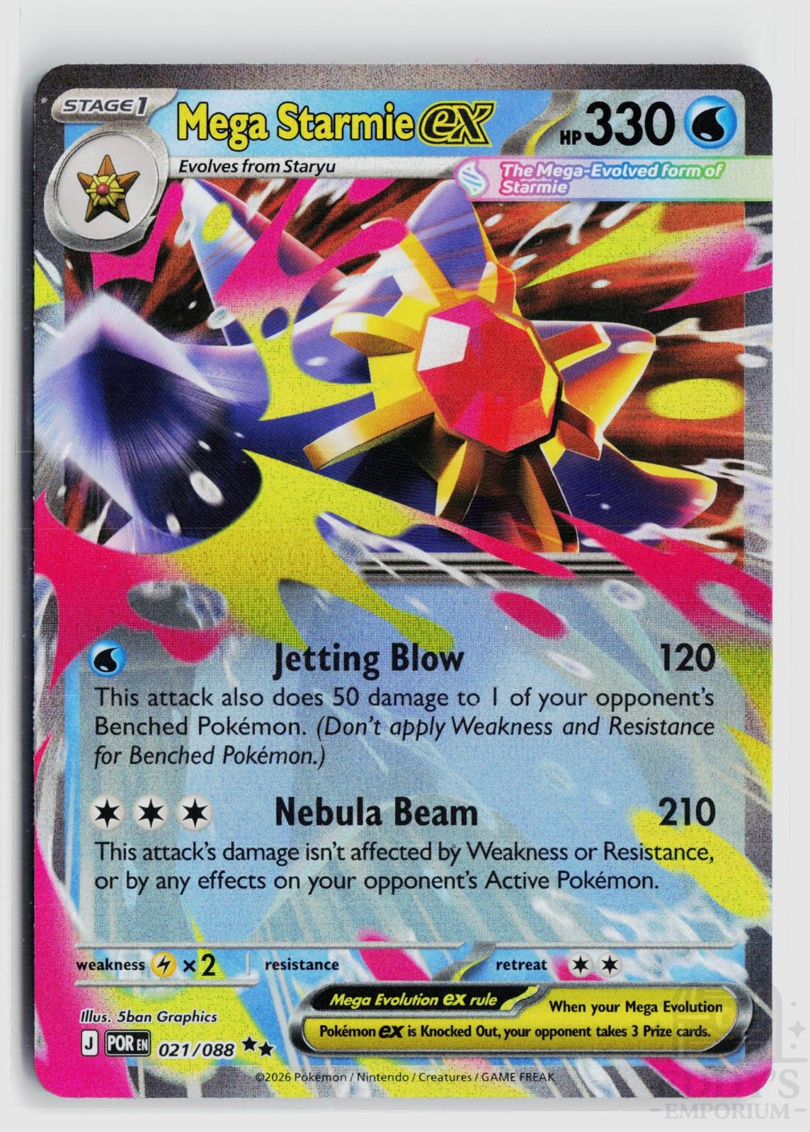 Mega Starmie ex 021/088 Perfect Order Pokemon Holo Double Rare