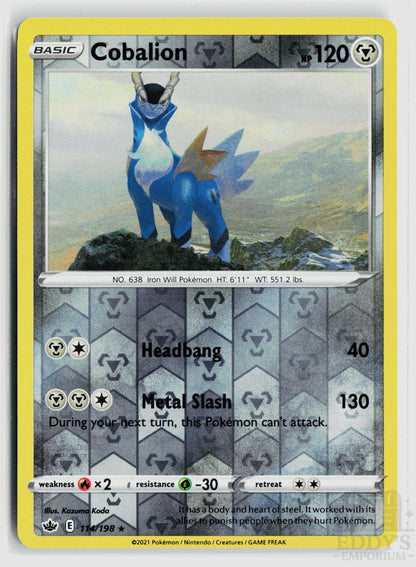 Cobalion 114/198 Chilling Reign Pokemon Reverse Holo Rare NM