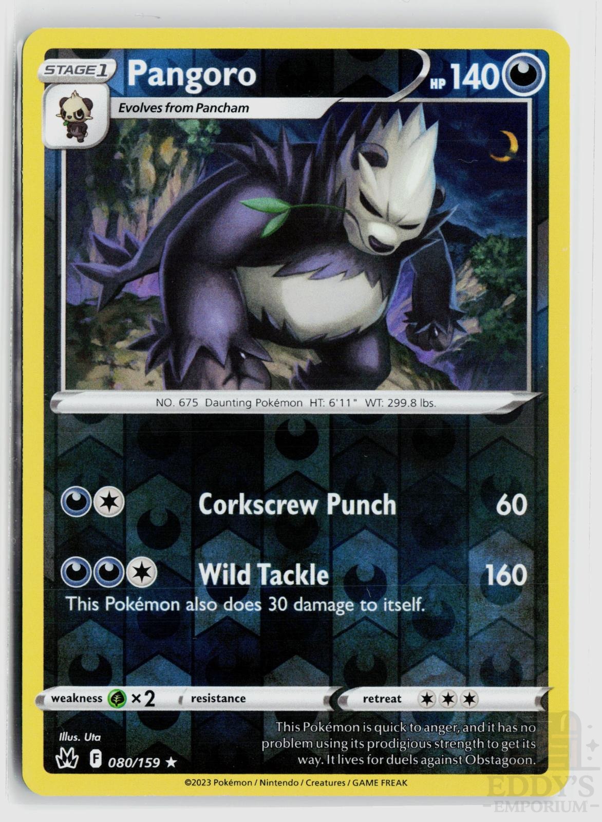 Pangoro 080/159 Crown Zenith Pokemon Reverse Holo Rare NM
