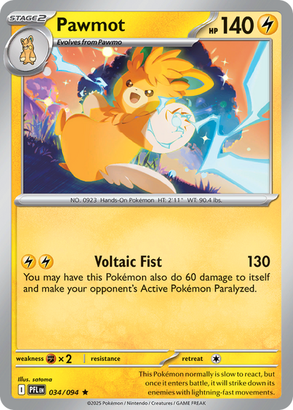 Pawmot 034/094 Phantasmal Flames Pokemon Holo