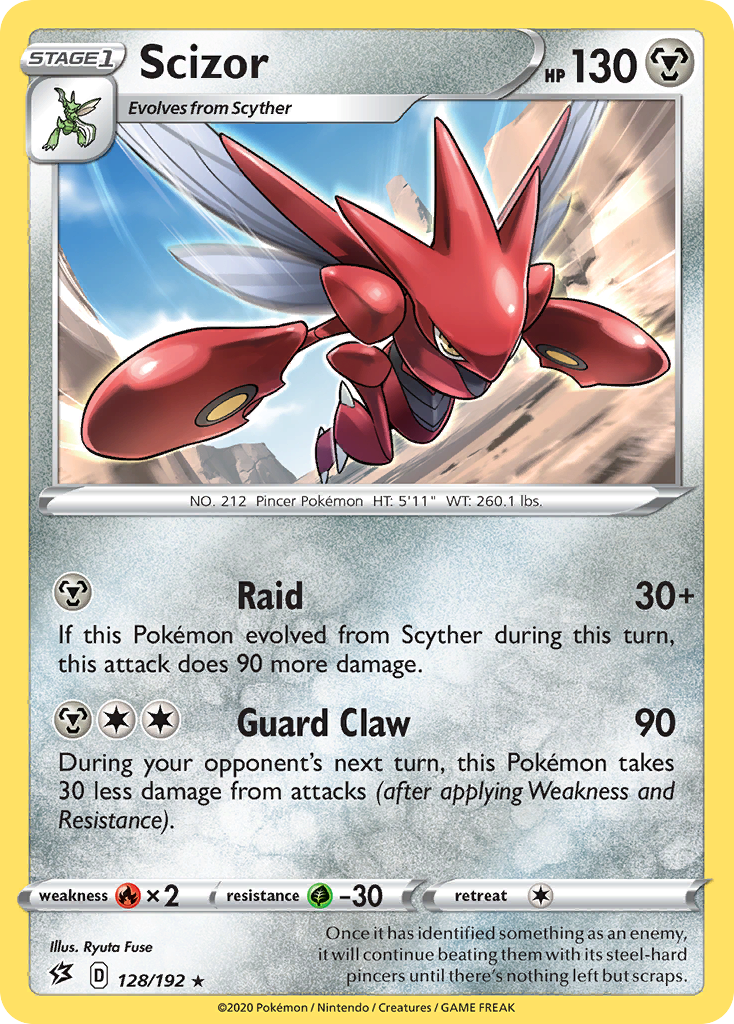 Scizor 128/192 Rebel Clash Pokemon Reverse Holo Rare NM
