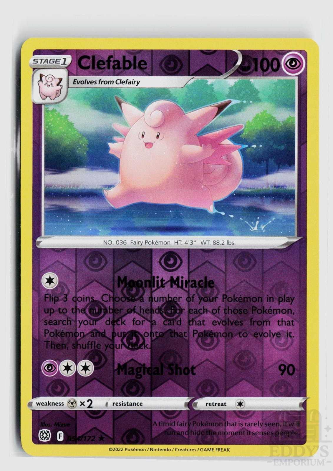 Clefable 054/172 Brilliant Stars Pokemon Reverse Holo Rare NM