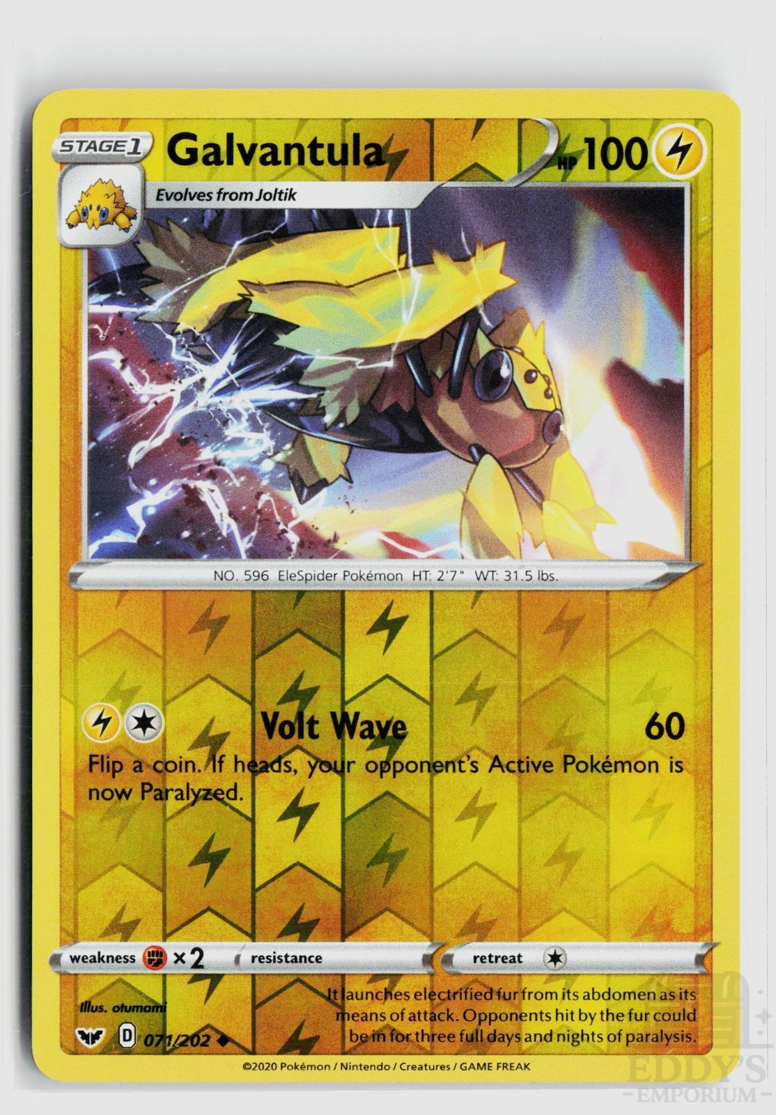 Galvantula 071/202 Sword & Shield Pokemon Reverse Holo Uncommon NM