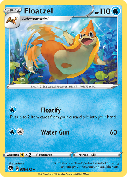 Floatzel 039/172 Brilliant Stars Pokemon Reverse Holo Uncommon NM