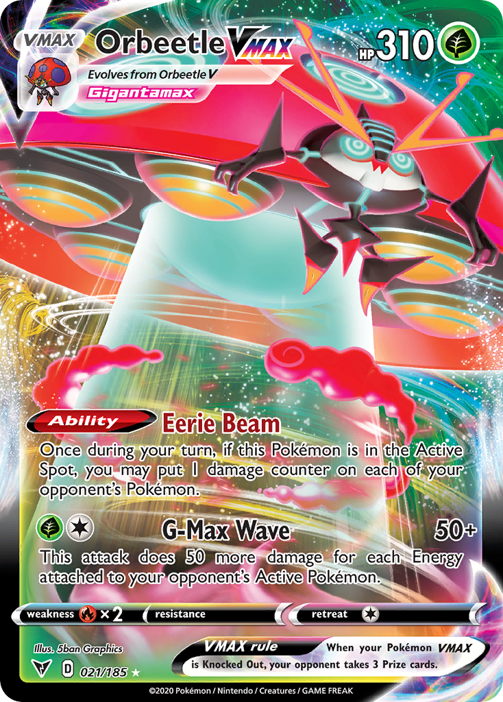 Orbeetle VMAX 021/185 Vivid Voltage Pokemon Holo VMAX Rare
