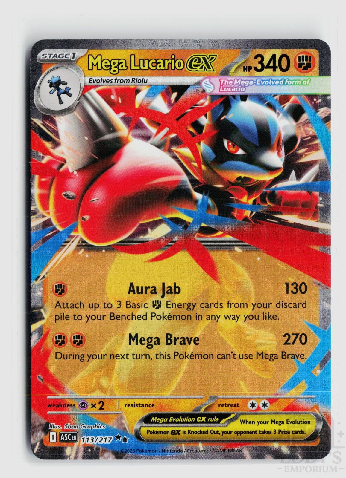 Mega Lucario ex 113/217 Ascended Heroes Pokemon Holo Double Rare