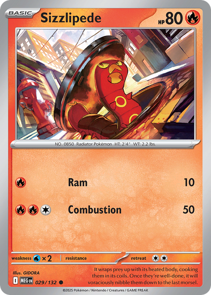 Sizzlipede 029/132 Mega Evolution Pokemon Reverse Holo Common NM