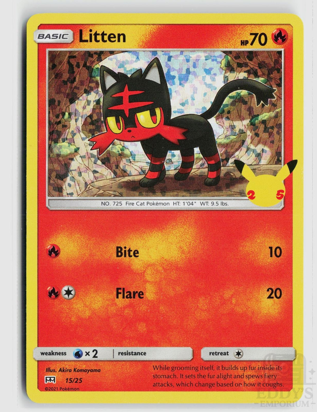 Litten 015/025 McDonald's 25th Anniversary Promos Pokemon Holo Promo