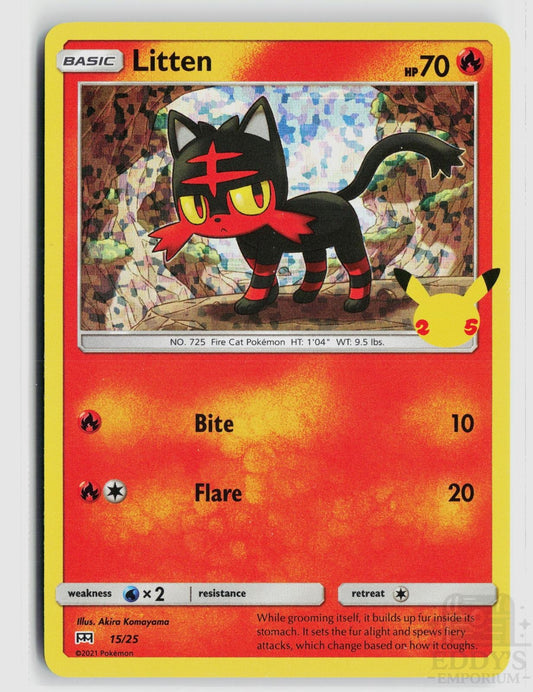 Litten 015/025 McDonald's 25th Anniversary Promos Pokemon Holo Promo