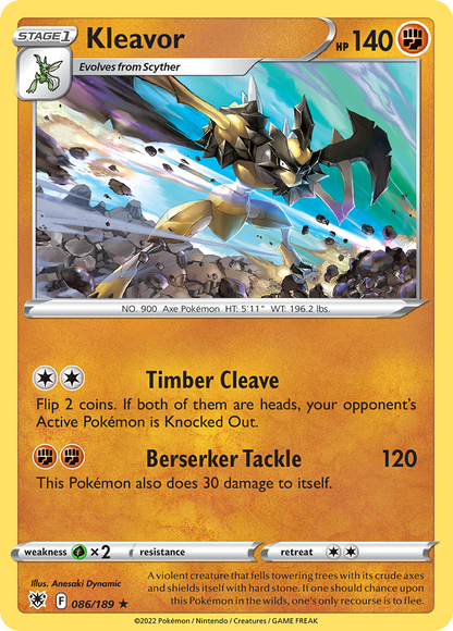 Kleavor 086/189 Astral Radiance Pokemon Holo Rare NM