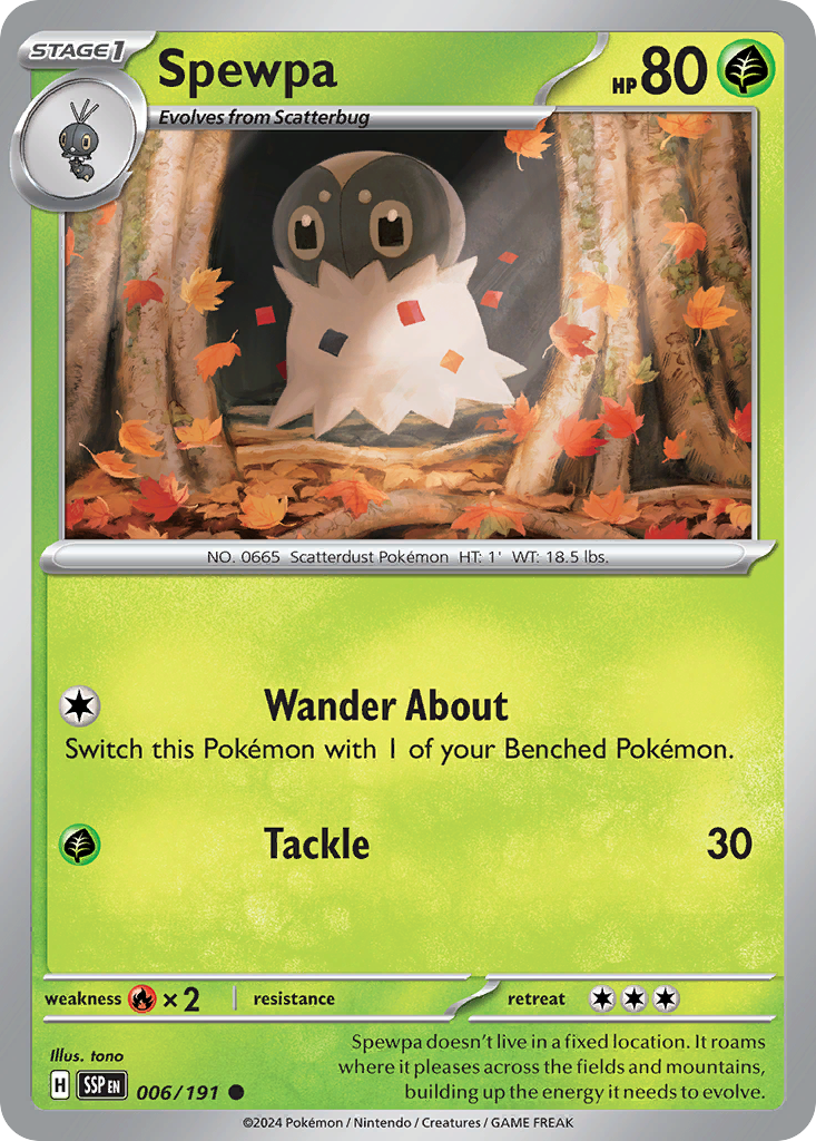 Spewpa 006/191 Surging Sparks Pokemon Reverse Holo Common NM