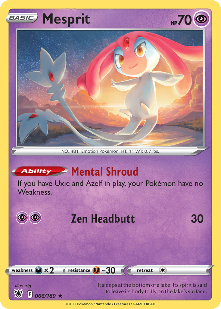 Mesprit 066/189 Astral Radiance Pokemon Reverse Holo Rare NM
