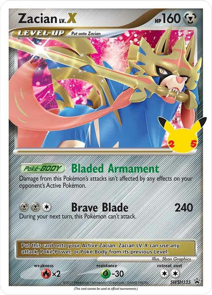 Zacian LV. X SWSH135 Sword & Shield Promo Pokemon Holo Promo