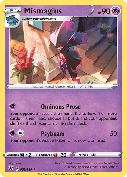 Mismagius 059/189 Astral Radiance Pokemon Reverse Holo Rare NM