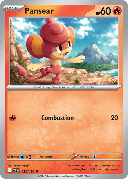 Pansear 022/191 Surging Sparks Pokemon Reverse Holo Common NM