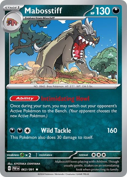 Mabosstiff 063/091 Paldean Fates Pokemon Holo Rare NM