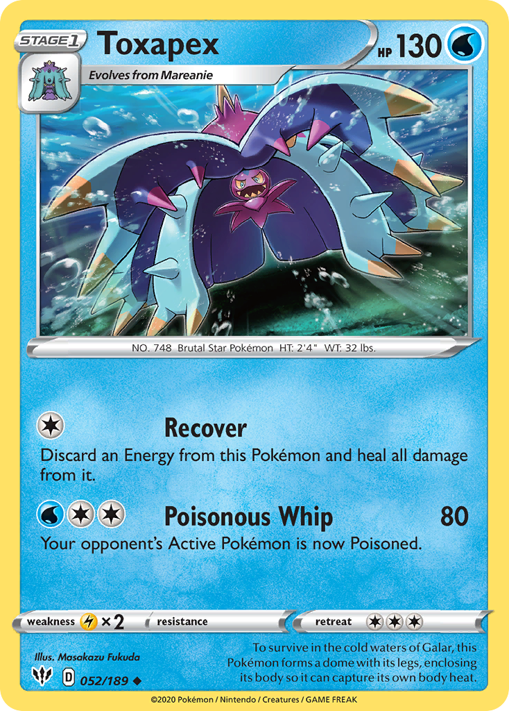 Toxapex 052/189 Darkness Ablaze Pokemon Reverse Holo Uncommon NM