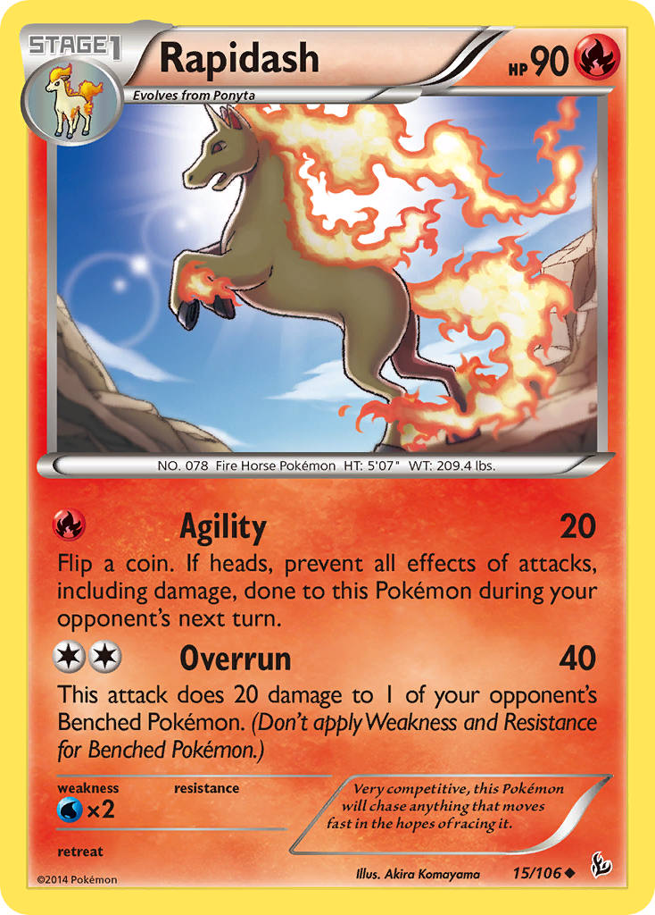 Rapidash 15/106 Flashfire Pokemon Reverse Holo Uncommon NM